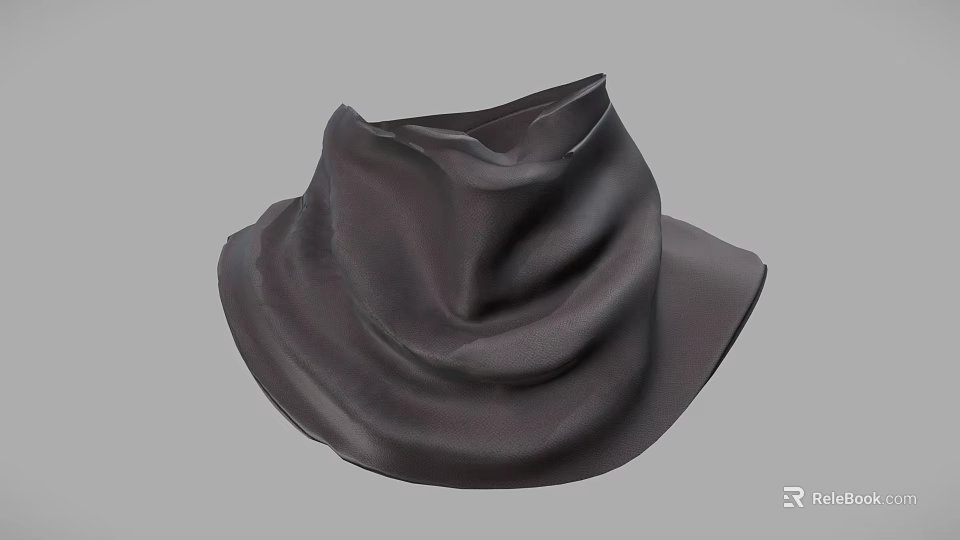 Dark Colored Wrinkled Silky Scarf For Fashionable Winter Accessory 3d model 