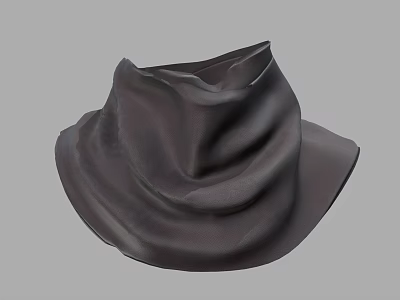 Dark Colored Wrinkled Silky Scarf For Fashionable Winter Accessory 3d model