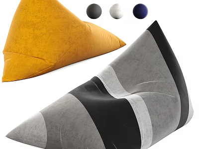 Yellow And Black White Gray Striped Bean Bag Chairs With Soft Texture Design Style 3d model