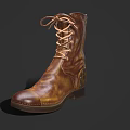 Classic Brown Leather Boots With Lace Up Design And Vintage Style