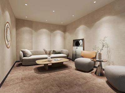 Modern Living Room Interior Design With Comfortable Sofa Coffee Table And Decorative Painting 3d model