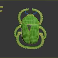 Vibrant Green Beetle with Ornate Golden Decorative Ring and Metallic Sheen