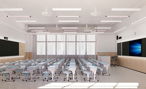 Modern Classroom Primary and Secondary School Standard Classroom 3d model