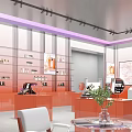 Modern Specialty Store Interior With Display Counters Product Shelves And Bright Lighting