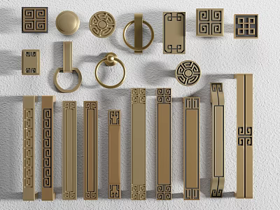 New Chinese Style Handle Wardrobe Door Handle Drawer Handle Square Handle 3d model