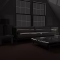 Modern Sofa And Coffee Table Set With Window And Floor Lamp In Living Room