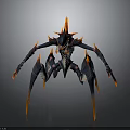 Menacing Dark Fantasy Creature Character With Spiked Limbs Fiery Accents And Multiple Appendages 3d model