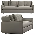 Modern Gray Fabric Two Seater Sofa With Multiple Comfortable Soft Cushions 3d model