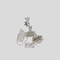 Elegant Decorative Ornament Set with Ivory Handbag Rabbit Vase Dried Flowers Candle and Necklace