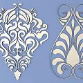 Intricate Decorative Carvings With Scroll Leaves Floral Motifs And Symmetrical Shapes On Blue Background