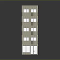 Multi Story Residential Building With Light Exterior Balconies Windows And Entrance