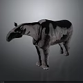 Detailed 3D Rendered Prehistoric Animal Figure With Pinkish Purple Striped Texture Standing On Dark Background
