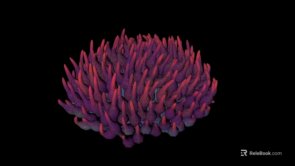 Vibrant Purple And Red Marine Coral With Spiky Structure In Ocean Habitat 3d model 