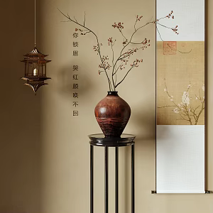 New Chinese-style Vase Flower-arranging Flower-hanging Hanging Lamp 3d model