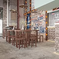 Traditional Mall Shop With Red Decor Signboard Displayed Pastries And Outdoor Seating