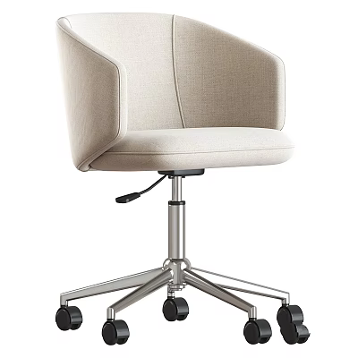 Modern Office Desk And Chair Set With Fabric Seat And Metal Base Wheels 3d model