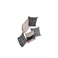 Assorted Decorative Pillows with Pink Black and White Polka Dot Checkered Striped Patterns 3d model