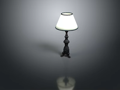 Classic Table Lamp With White Shade And Black Decorative Base 3d model