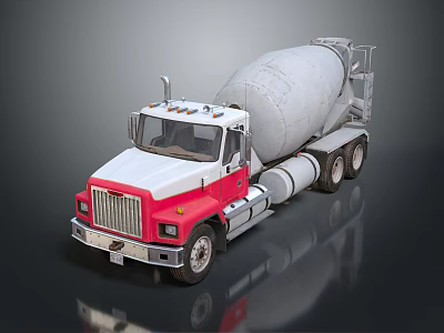 Red And White Heavy Duty Concrete Mixer Truck With Large Mixing Drum 3d model