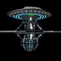 Futuristic Space Station Structure With Disc Shaped Design And Blue Illuminated Panels 3d model