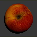Fresh Red Apple with Stem Shiny Juicy Fruit on Gray Background