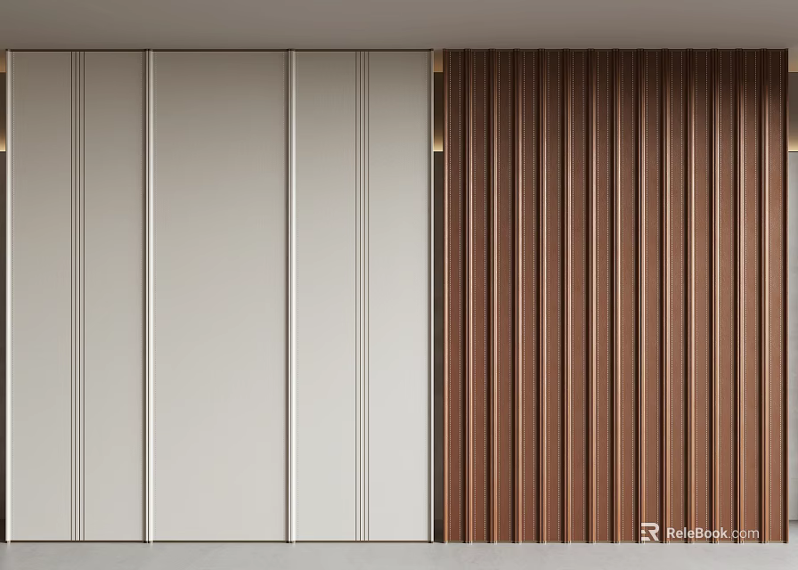 Modern Interior Design With White And Brown Wooden Wall Paneling Details 3d model 