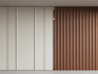 Modern Interior Design With White And Brown Wooden Wall Paneling Details 3d model