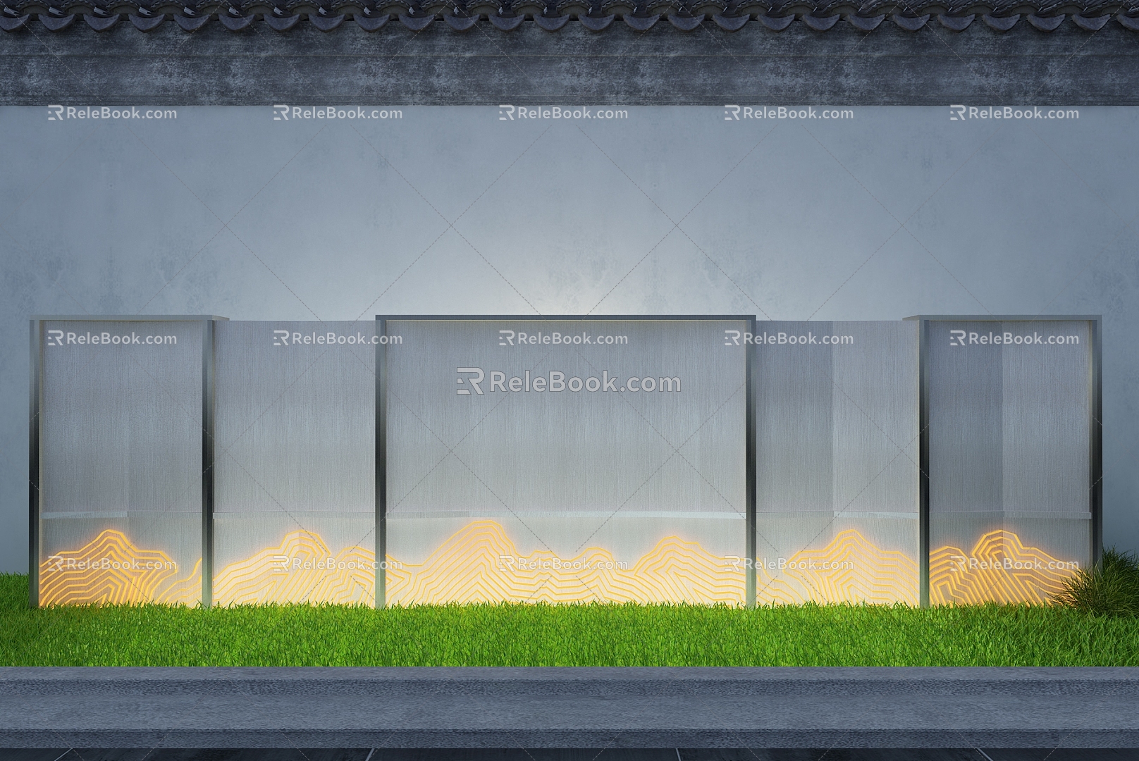 Proposed landscape view wall View wall Light effect background wall 3d model