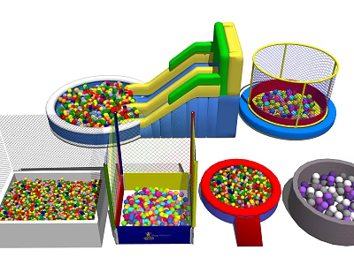 Kids Playground Equipment with Various Ball Pools Slides and Colorful Balls 3d model