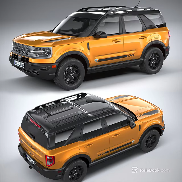 Orange SUV Exterior Design With Black Roof And Stylish Black Alloy Wheels 3d model 