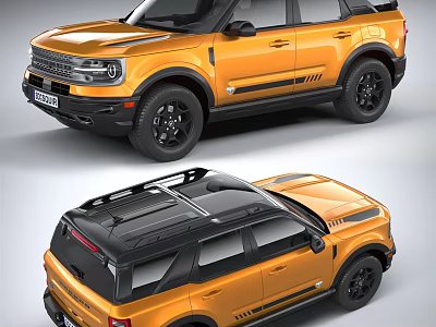 Orange SUV Exterior Design With Black Roof And Stylish Black Alloy Wheels 3d model