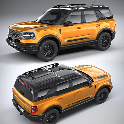Orange SUV Exterior Design With Black Roof And Stylish Black Alloy Wheels 3d model