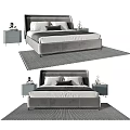 Modern Double Bed With Upholstered Headboard Nightstands And Patterned Area Rug 3d model