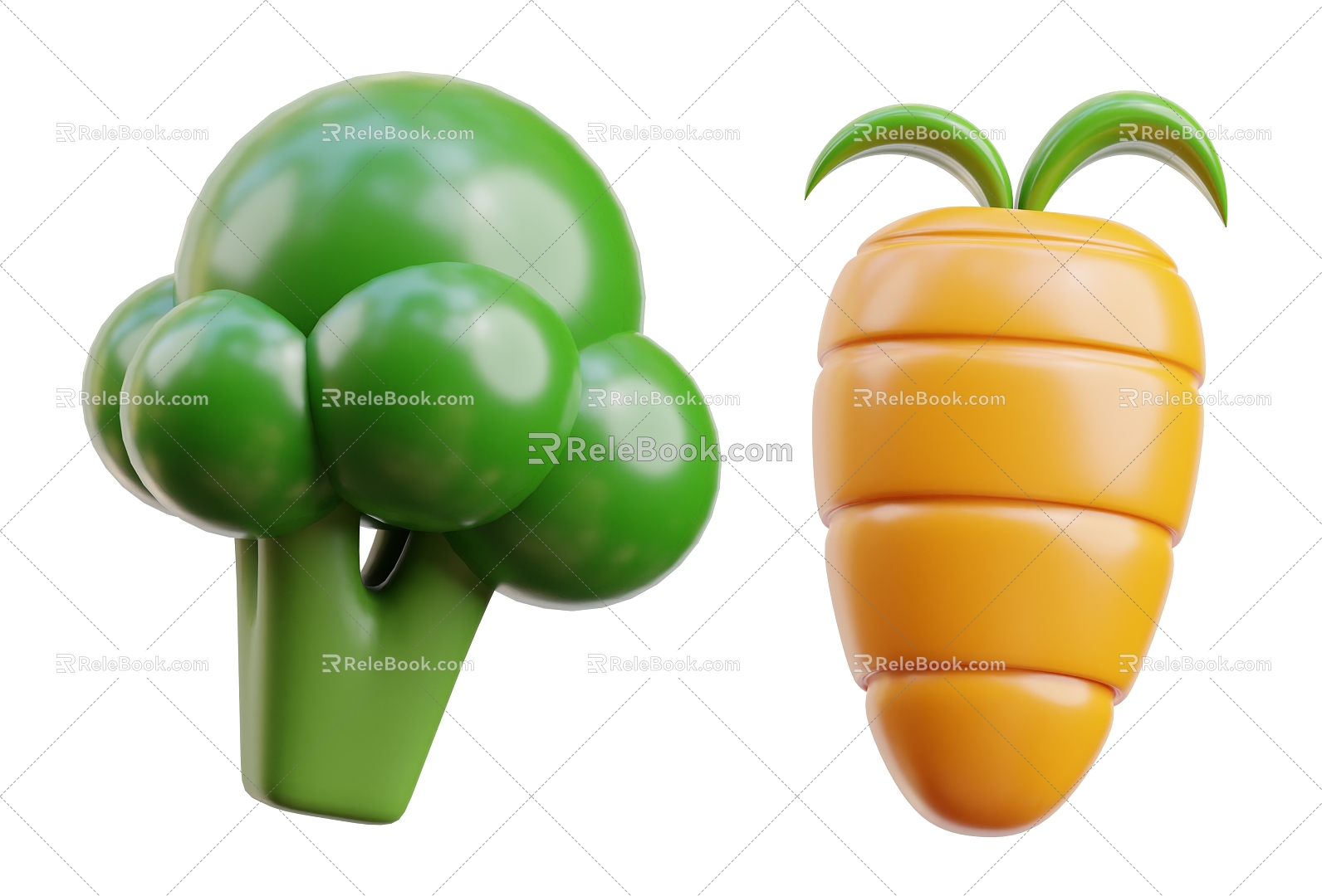 Modern Broccoli Cartoon Broccoli Carrot Cartoon Carrot Cartoon Vegetables 3d model