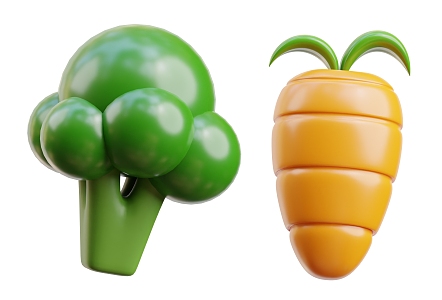 Modern Broccoli Cartoon Broccoli Carrot Cartoon Carrot Cartoon Vegetables 3d model