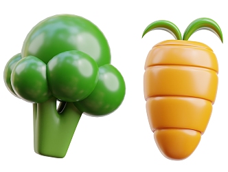 Modern Broccoli Cartoon Broccoli Carrot Cartoon Carrot Cartoon Vegetables 3d model