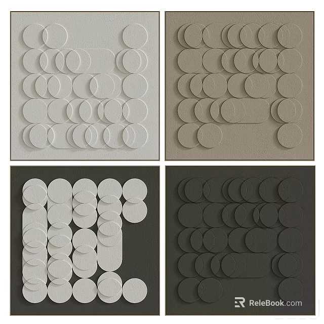 3D Wall Decor With Circular And Oval Patterns In Various Textured Colors 3d model 