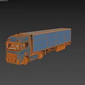 Blue Heavy Duty Functional Truck With Long Cargo Trailer And Multiple Wheels For Transportation