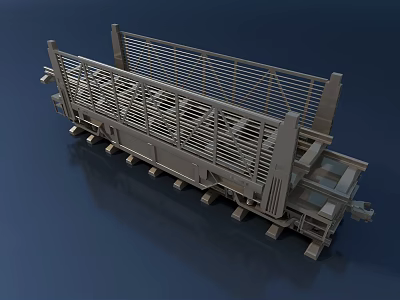 Industrial Equipment Featuring Metal Frame Grid Structure And Elongated Support For Material Transport 3d model