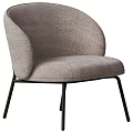 Modern Accent Chair With Light Gray Fabric Curved Backrest And Black Metal Legs