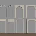 Various Door Arch Designs In Different Shapes On Gray Background 3d model