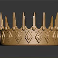 Golden Decorative Crown With Spikes Beads And Diamond Shaped Patterns For Home