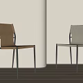 Modern Dining Chairs With Black Metal Frames And Beige Fabric Seats In Minimalist Interior