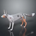 Standing 3D Dog Model With White Gray Orange Spots And Heart Shape Marking 3d model