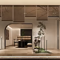 Traditional Tea House Interior With Wooden Flooring Green Plants And Zen Decor