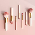 Premium Pink Makeup Brushes With White Handles And Gold Accents For Cosmetic Tools