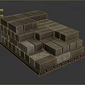 Stacked Textured Brown Bricks Arranged On Wooden Pallet For Construction Material