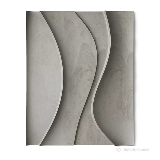 Modern Minimalist Wall Decor With Wavy Curved Design And Gray Textured Surface 3d model 