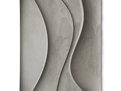 Modern Minimalist Wall Decor With Wavy Curved Design And Gray Textured Surface 3d model