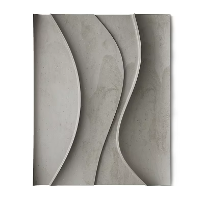 Modern Minimalist Wall Decor With Wavy Curved Design And Gray Textured Surface 3d model